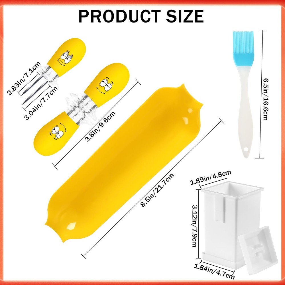 AUGSUN Corn Cob Holders Kit - Includes 10 Fun Face Holders, 5 Medium, Yellow