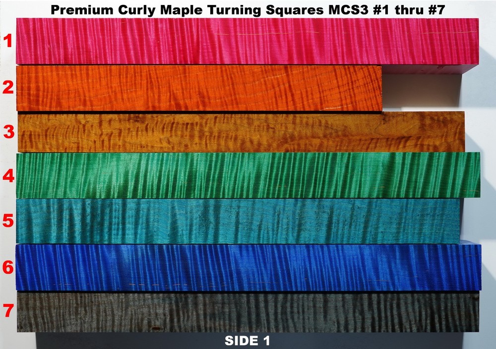 Outstanding Premium Stabilized Maple Curl Turning Squares MCS3  #1 thru #7