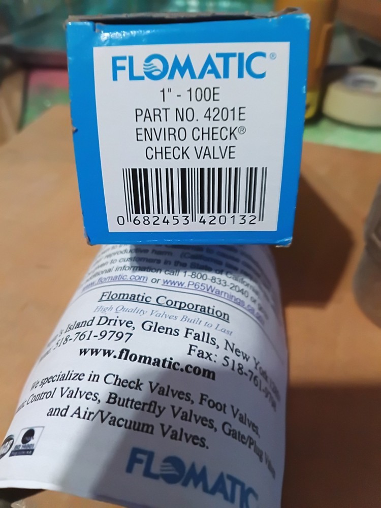 Flomatic 1" - 100E Enviro Check #4201E Check Valve - NOS