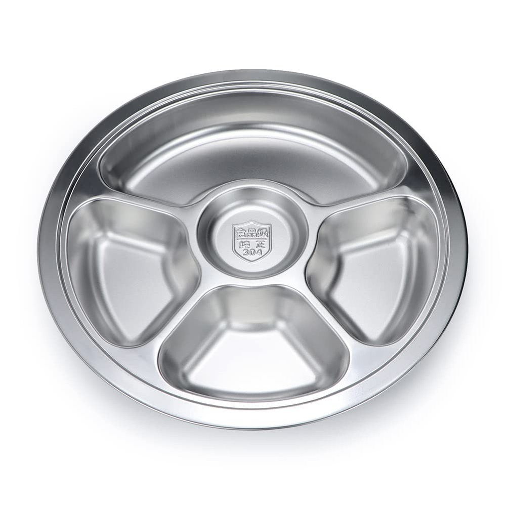 Litewoo Stainless Steel Round Divided Plate 5 Sections