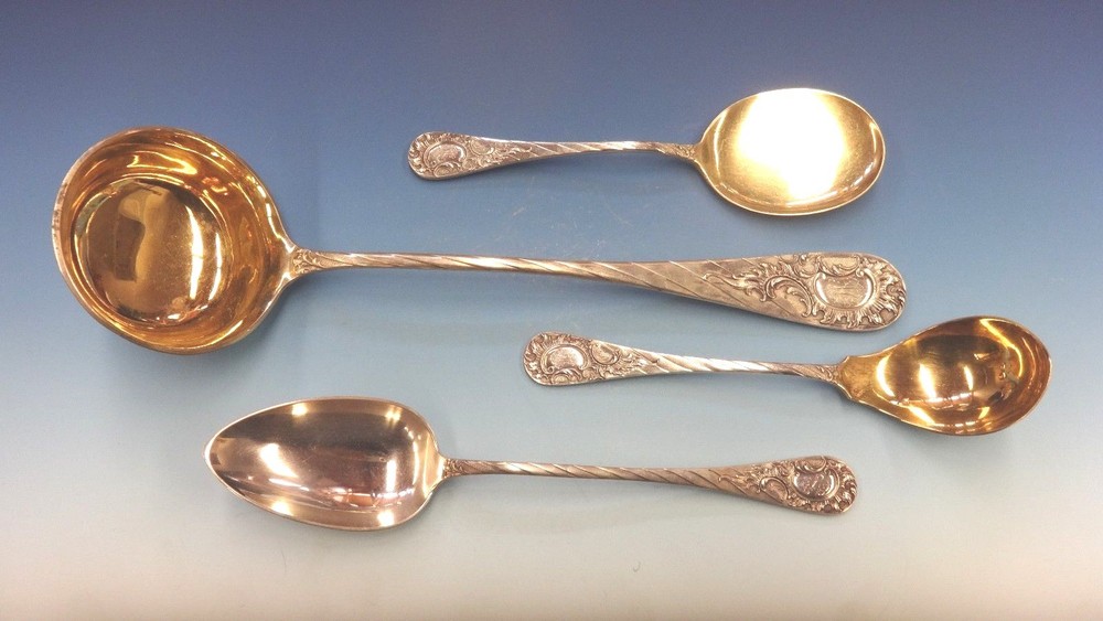 German C1890 Fitted Box 800 Silver Flatware Set Service 166 Pieces