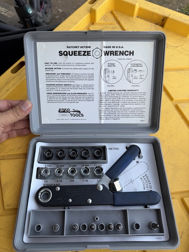 Spec Tools Ratcheting Squeeze Wrench Hand Tool With Case & Bits ( Some Missing)
