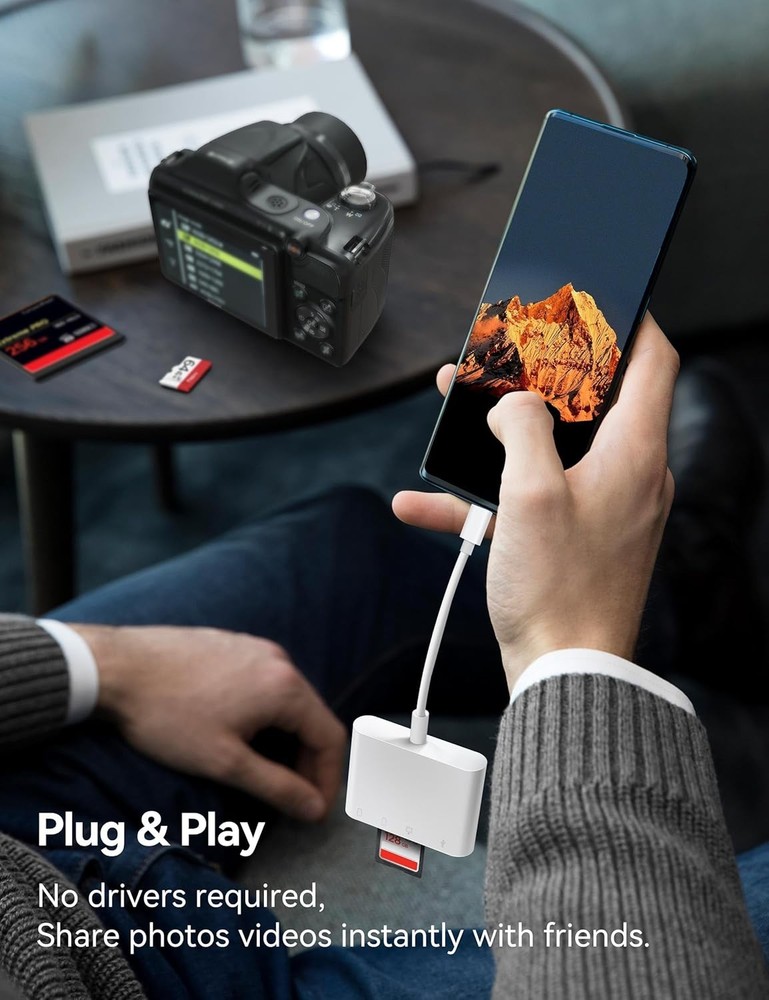 USB C to SD CF Card Reader, SD Card Adapter with SD MicroSD CF Compact Flash USB