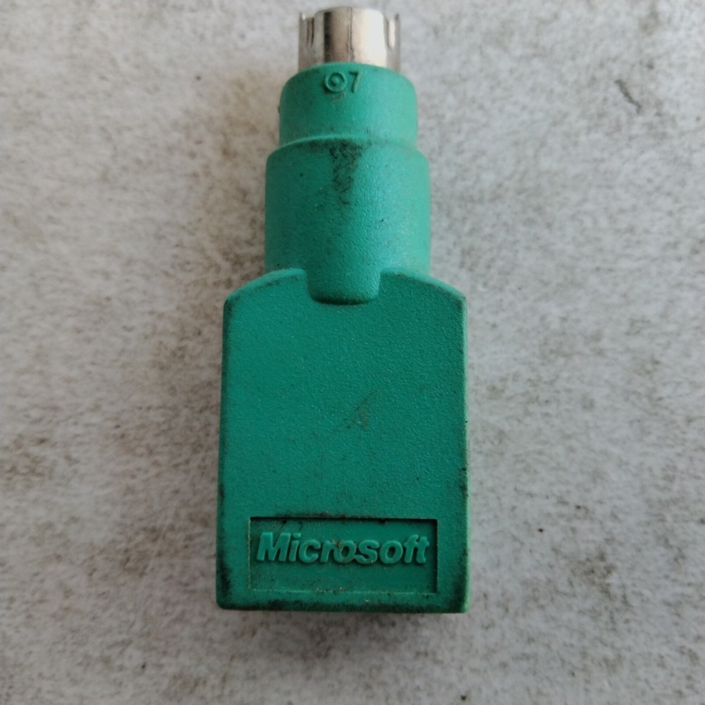 Microsoft USB To PS2 Adapter Green Vintage For Mouse