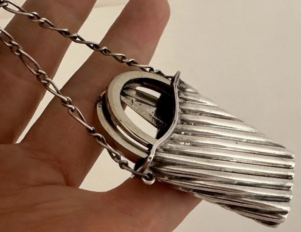 Victorian Solid Silver Chatelaine Folding Scissors Case And Scissors c.1889