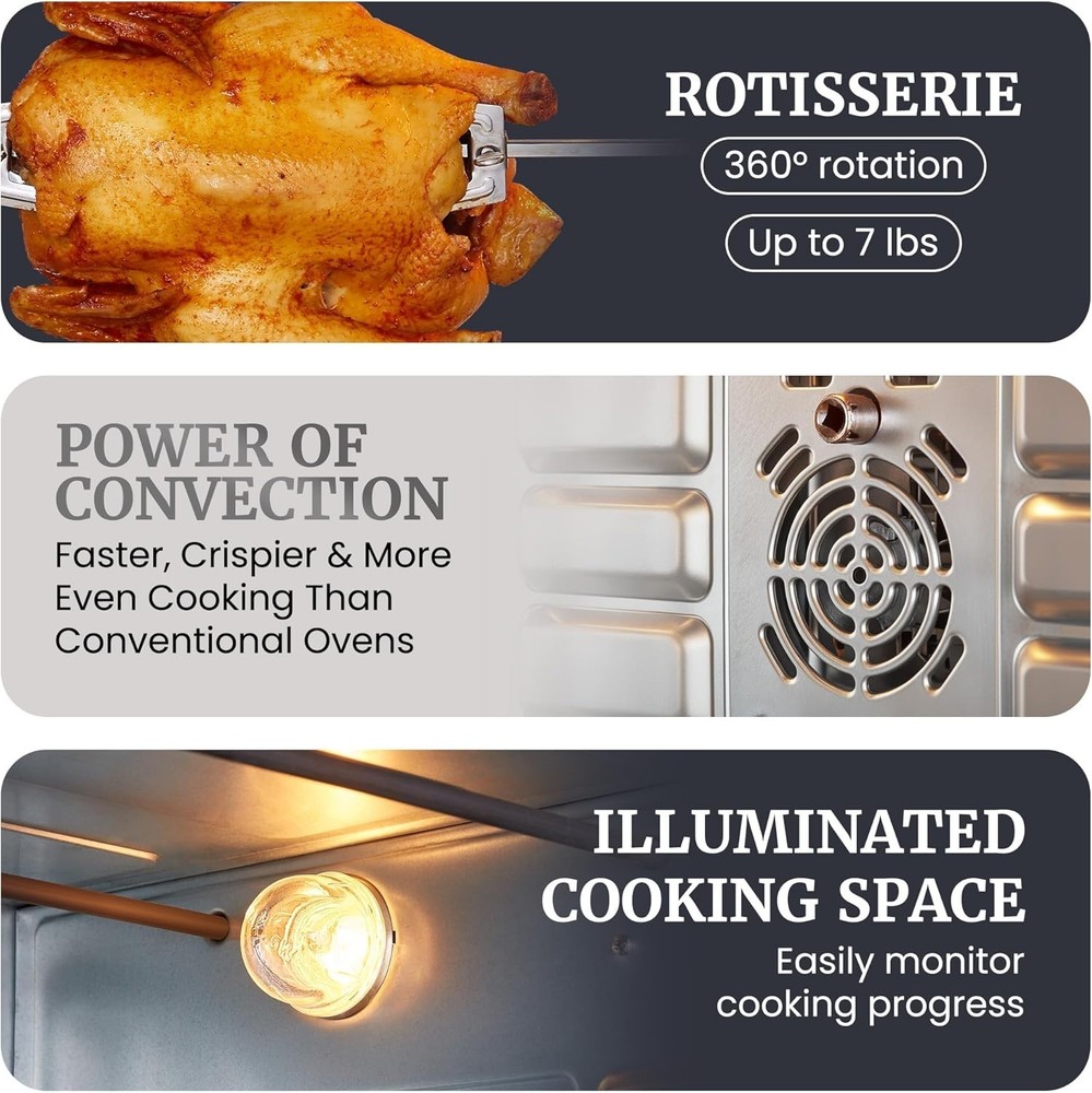 Versatile 18-Slice Countertop Oven - Convection, Rotisserie & Keep Warm Function