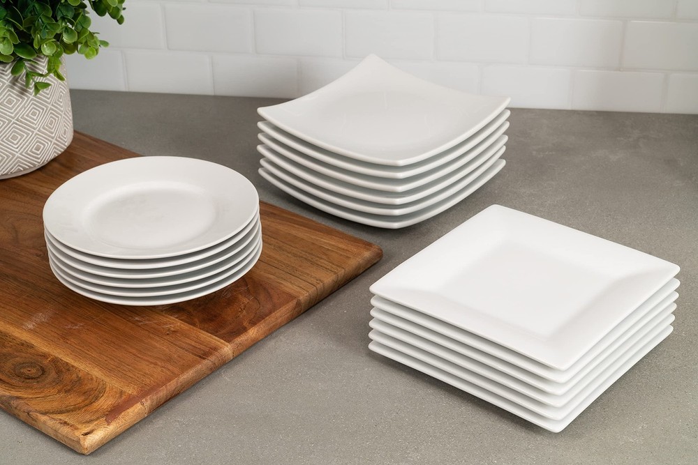 Simply White 6 Square Appetizer Plate Set Of