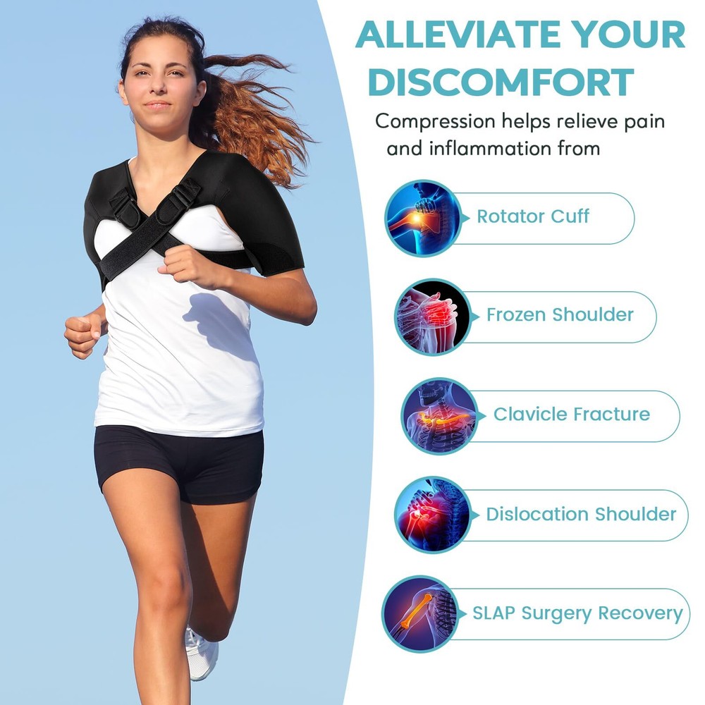 Double Shoulder Brace Torn Rotator Cuff Adjustable Support Sleeve Pain Relief