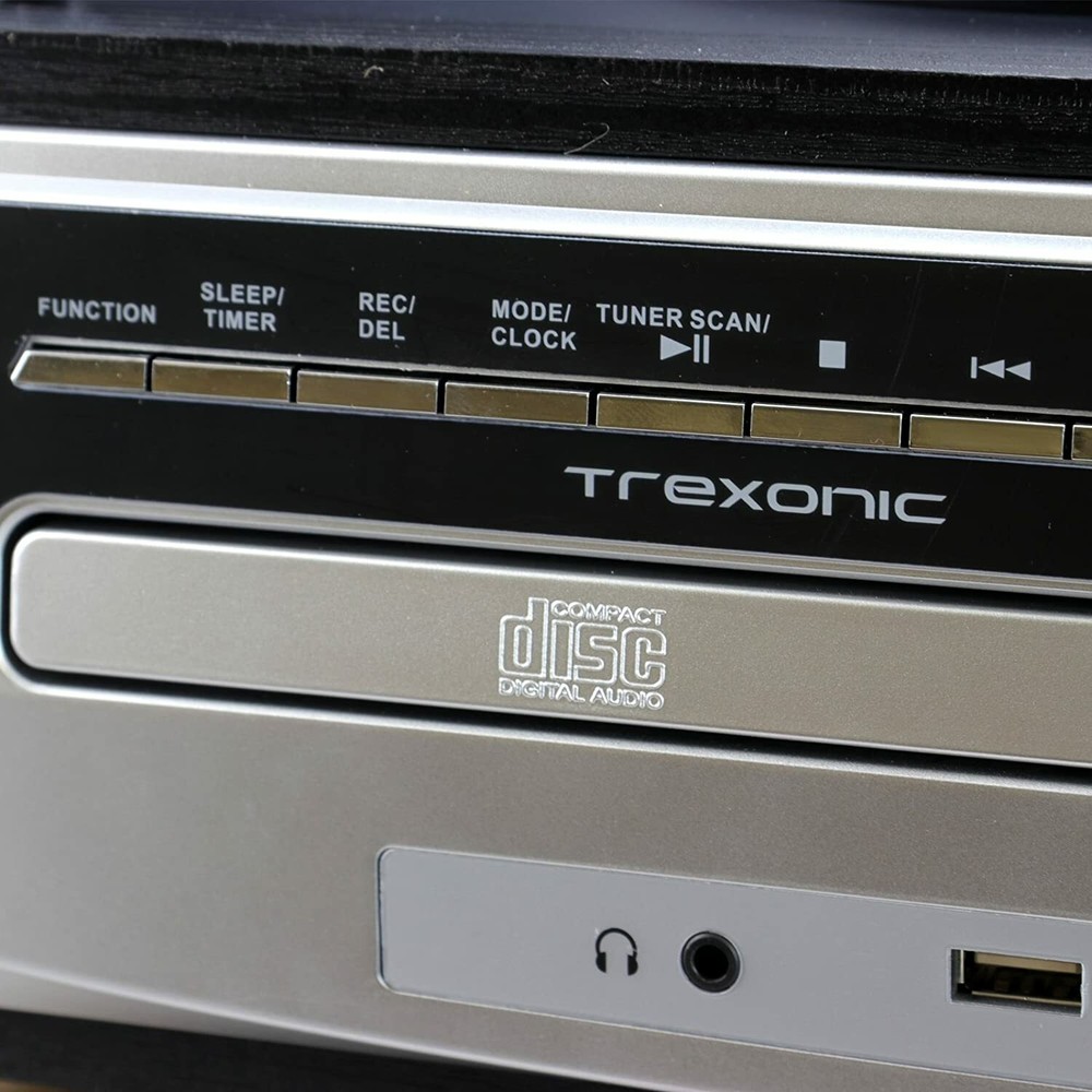 Trexonic 3-Speed Turntable Stereo System Record CD Player w FM Bluetooth AUX USB