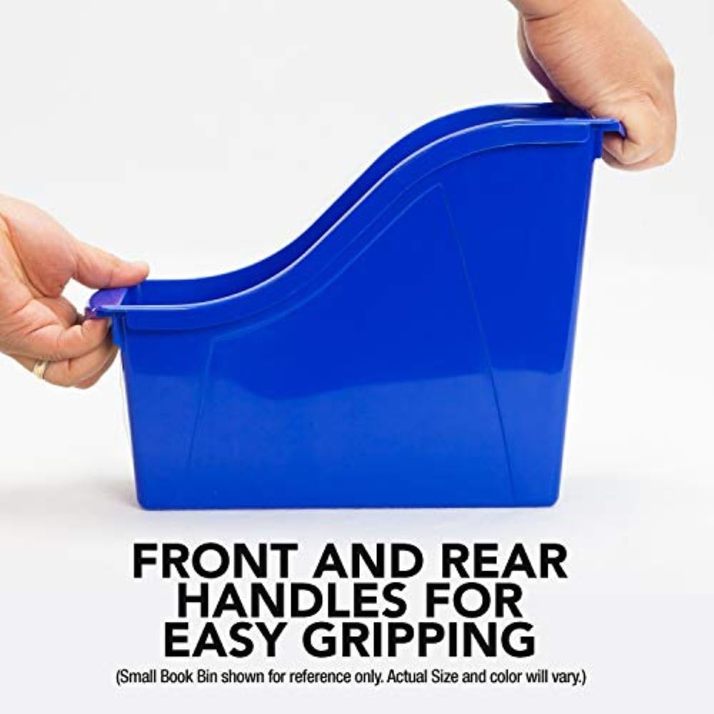 Large Book Bin, Interlocking Plastic Organizer for Home, Office and Classroom...