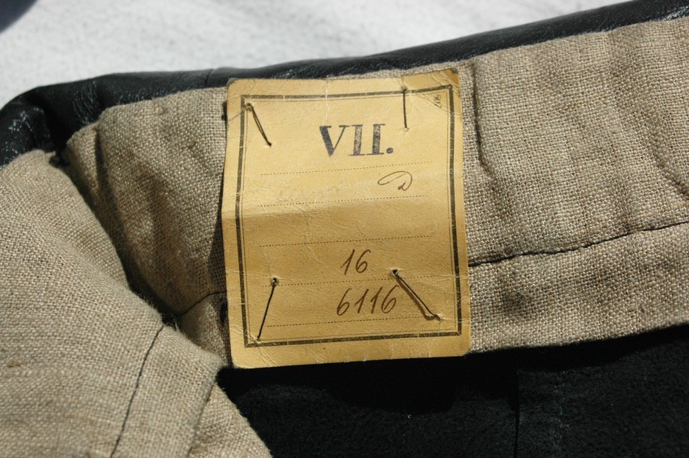 German Original WWII Black Leather Panzer Wrapper Trousers