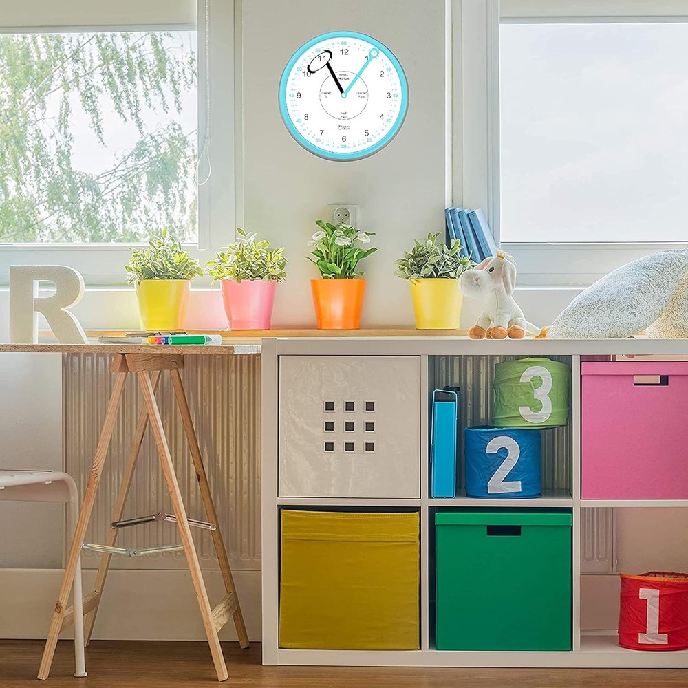 Educational Wall Clock - Silent Movement Time Teaching Clock