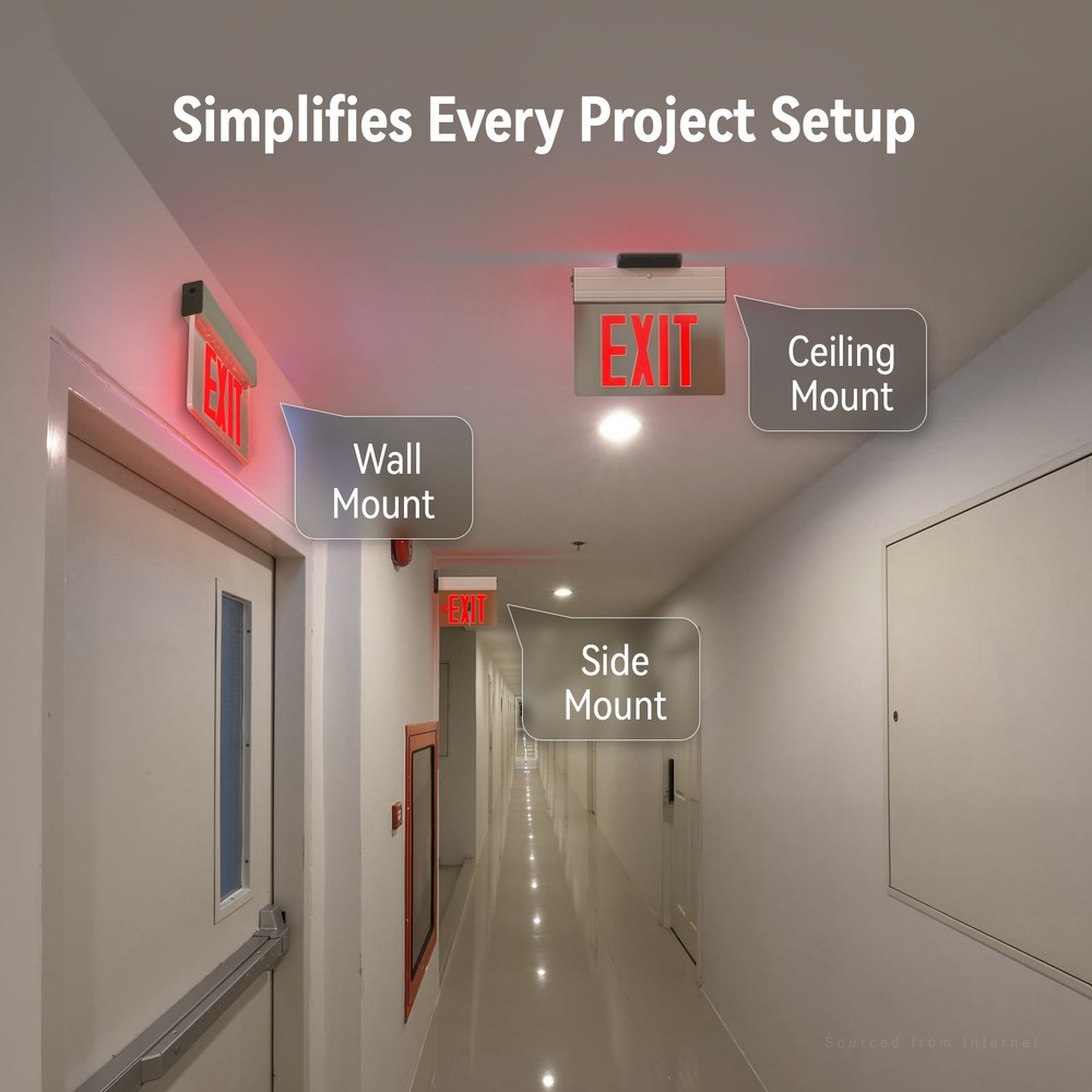 2 Pack LED Exit Sign, Aluminum Housing Acrylic Panel Emergency Light, Red