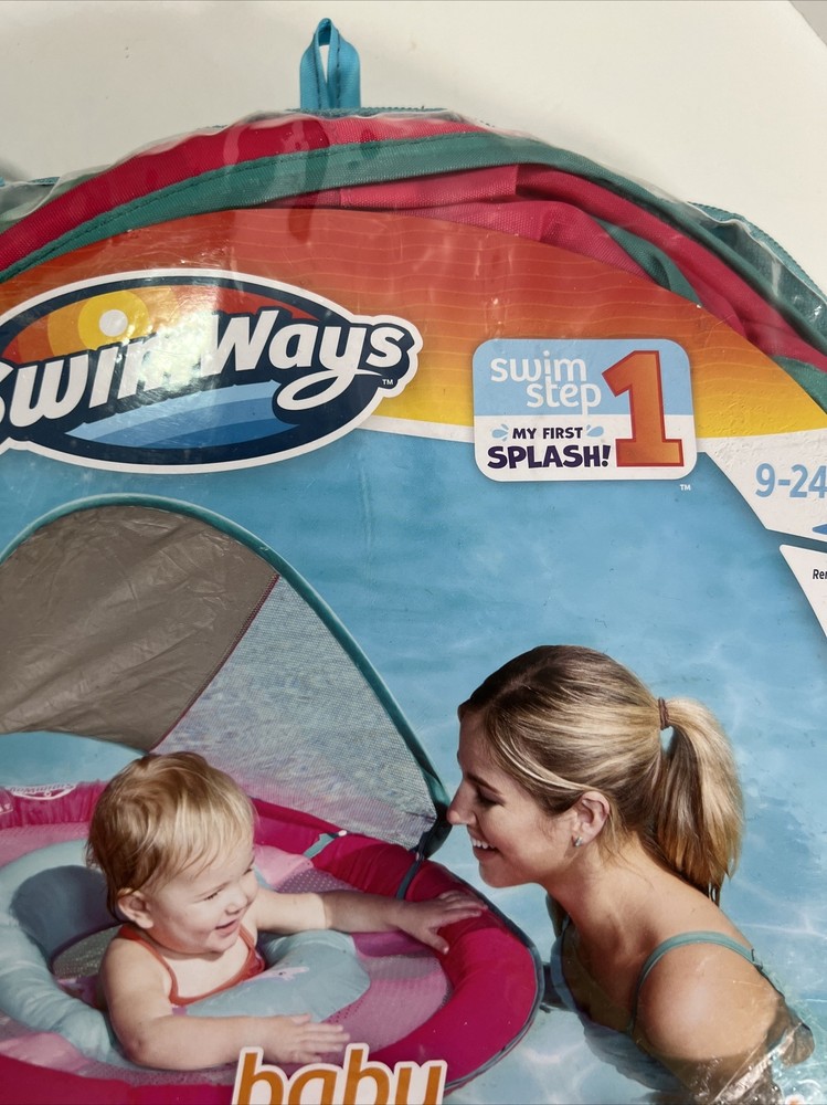 SwimWays Baby Spring Float Sun Canopy, Inflatable Pool Float for Babies - Pink