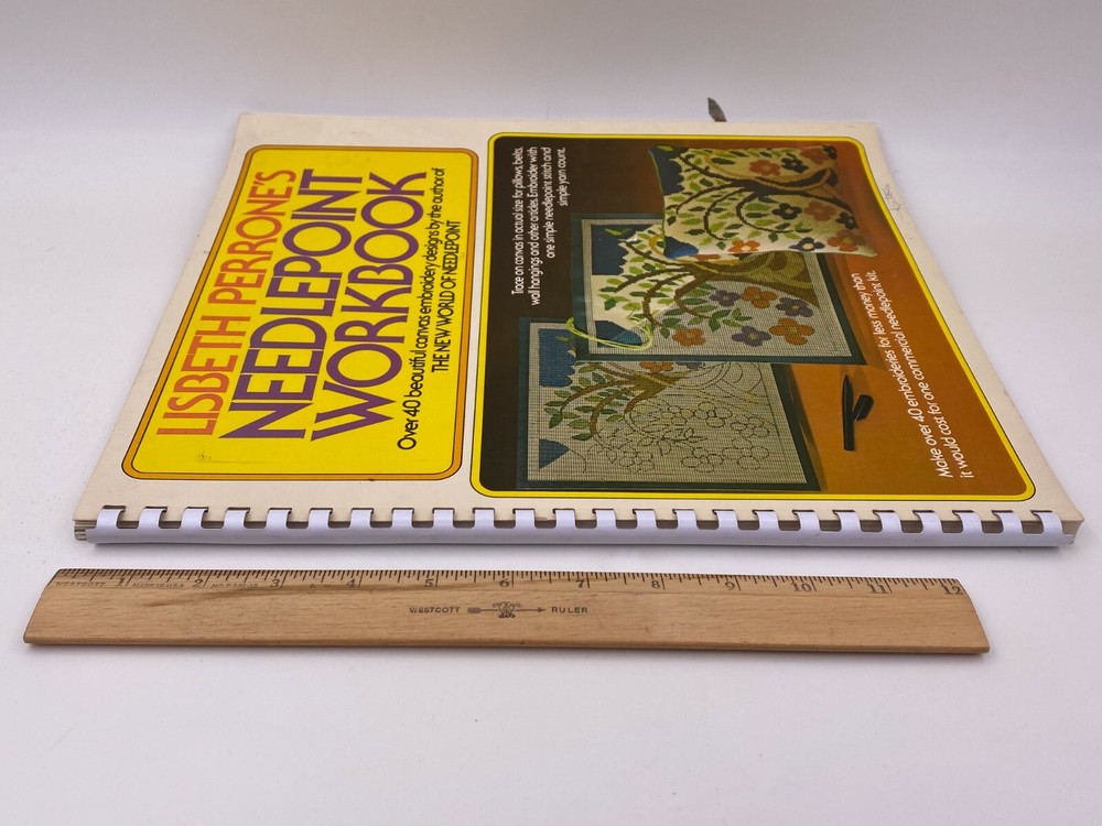 Vtg 1973 Lisbeth Perrones Needlepoint Embroidery Workbook Full Size Patterns #L