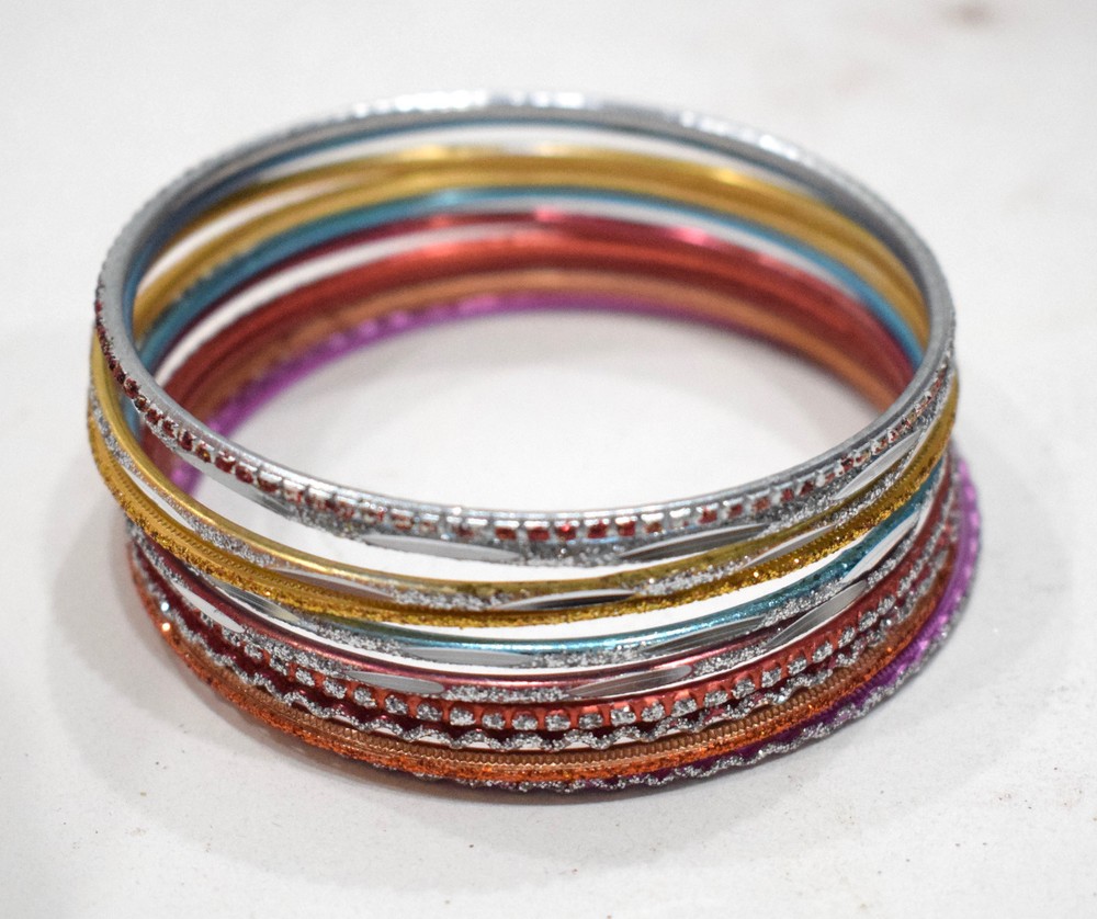 Bangle Bracelets Assorted Set of 10 Glitter Bangles