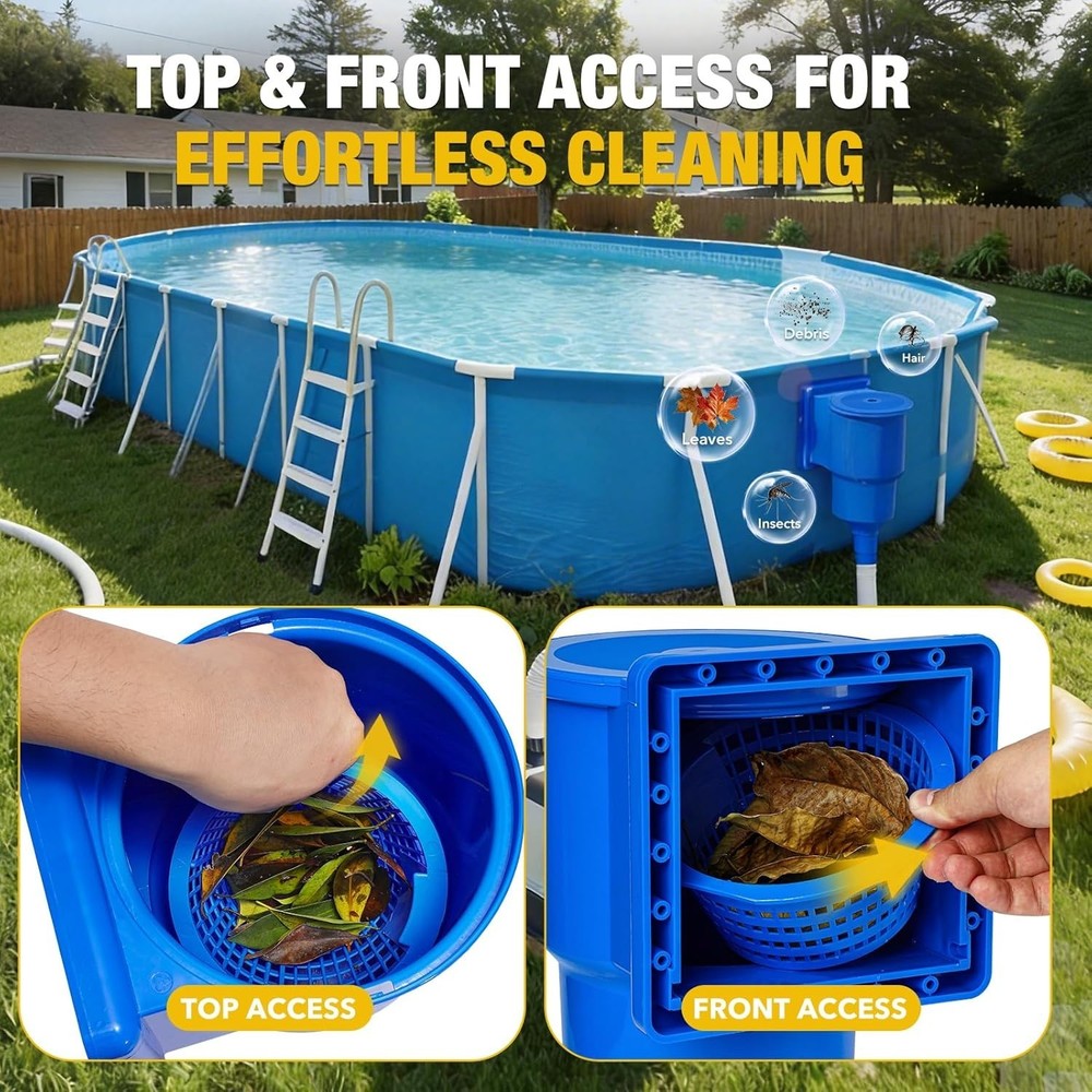 Efficient Above Ground Pool Skimmer with Quick Install & Cleanup Features
