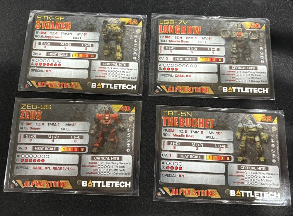 Battletech Inner Sphere FIRE LANCE - ALPHA STRIKE CARD SET