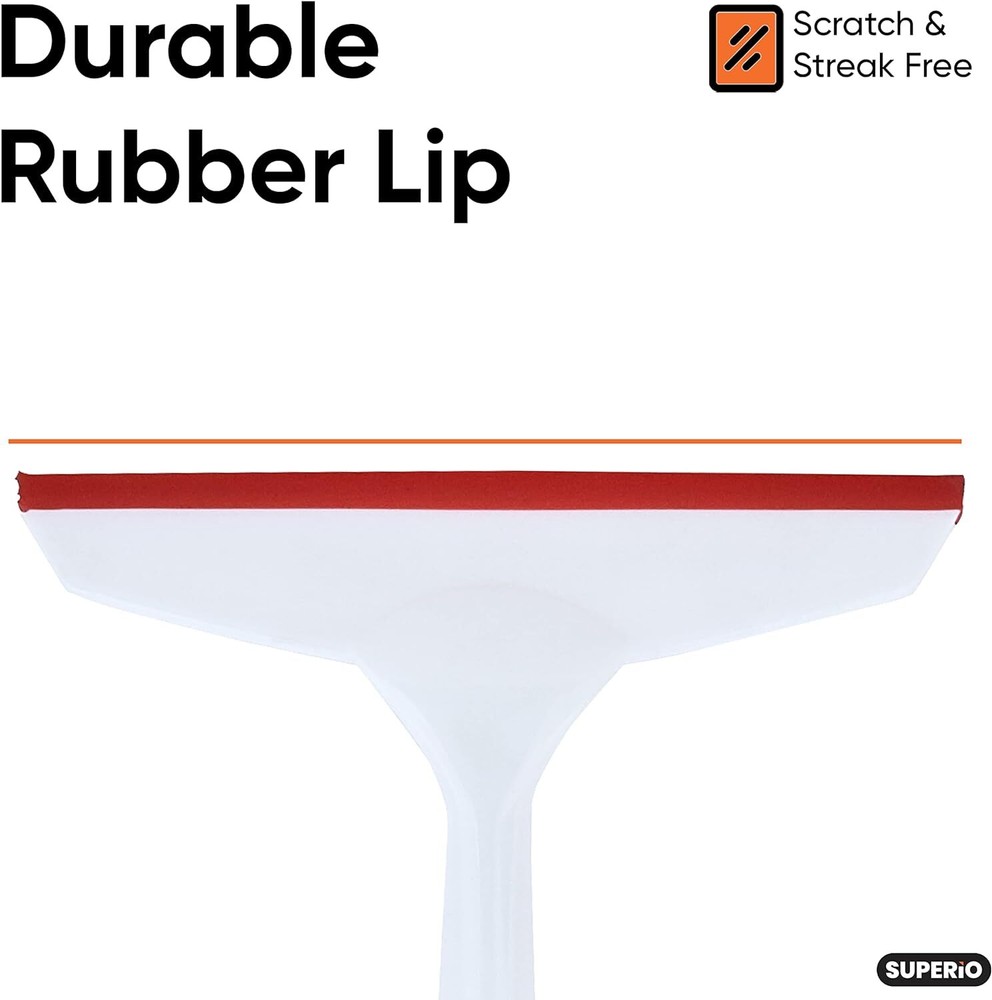Superio 6" Window Rubber Squeegee with Hanging Loop, 3 Pack, Multicolor