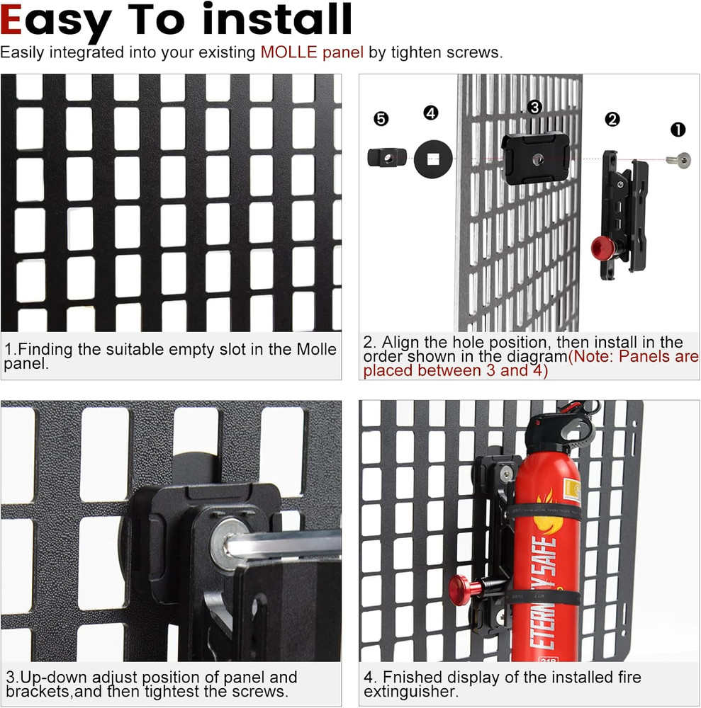 Molle Panel Fire Extinguisher Mount - Tactical Car Quick Release Fire Extinguish