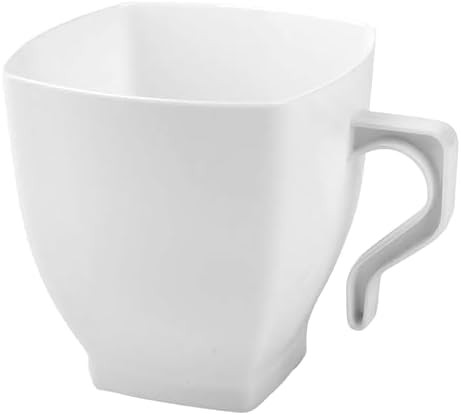12 Pack Square Mini Plastic Coffee Tea Cups 2oz Elegant Disposable White
