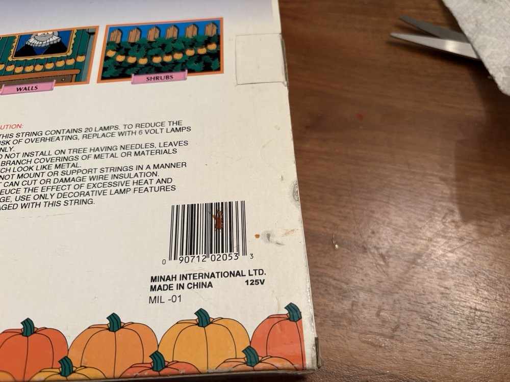 Vintage Halloween Blow Mold Jack O Lantern Pumpkin Light String