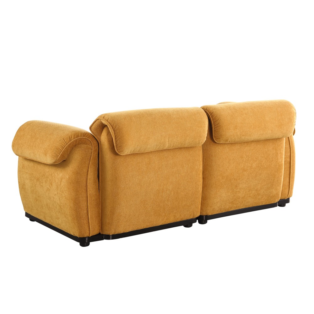 Chenille 2 Seat Sofa Sectional with Iron Frame, Yellow