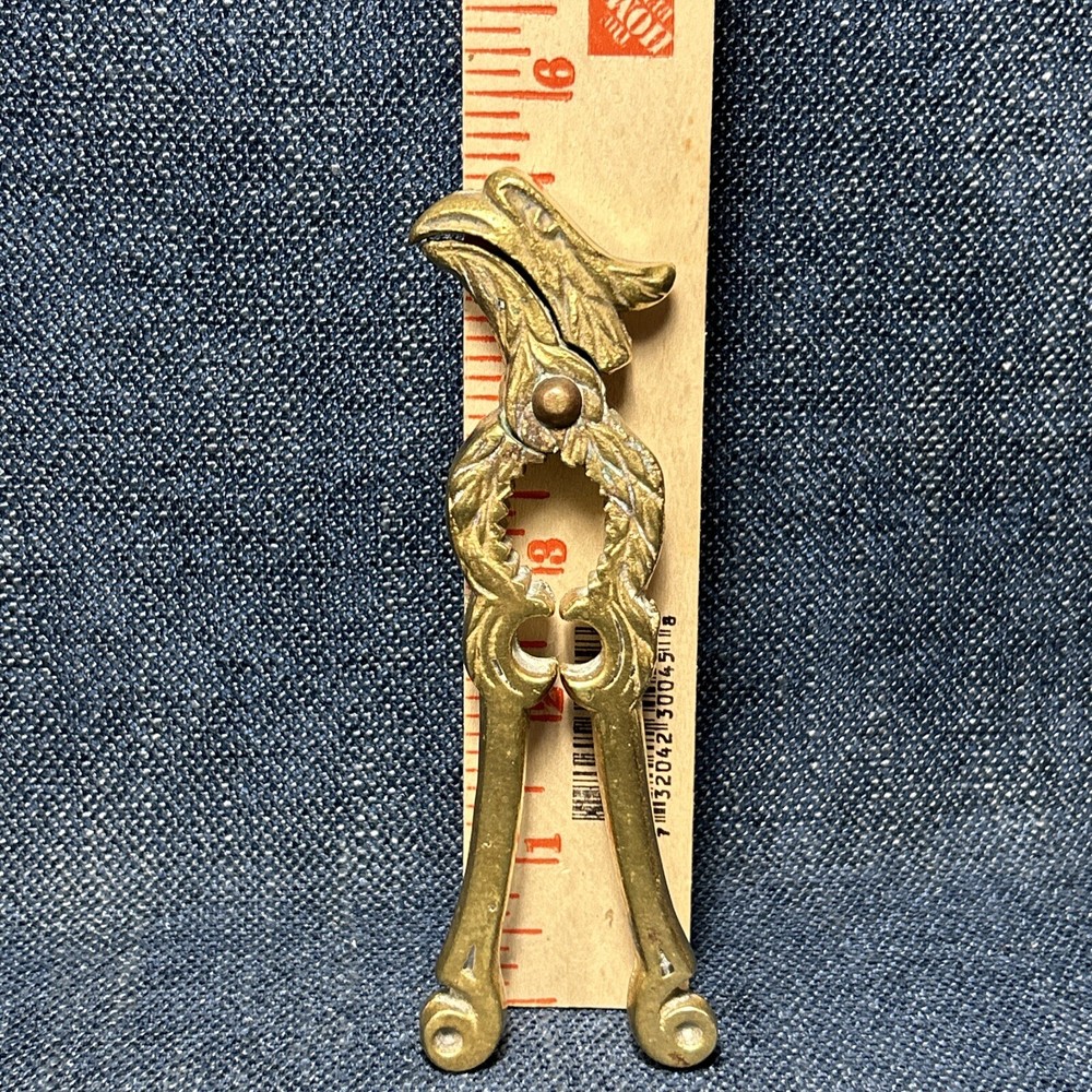 Vintage Solid Brass Figural Nutcracker Phoenix Eagle Or Hornbill 5.5” Long