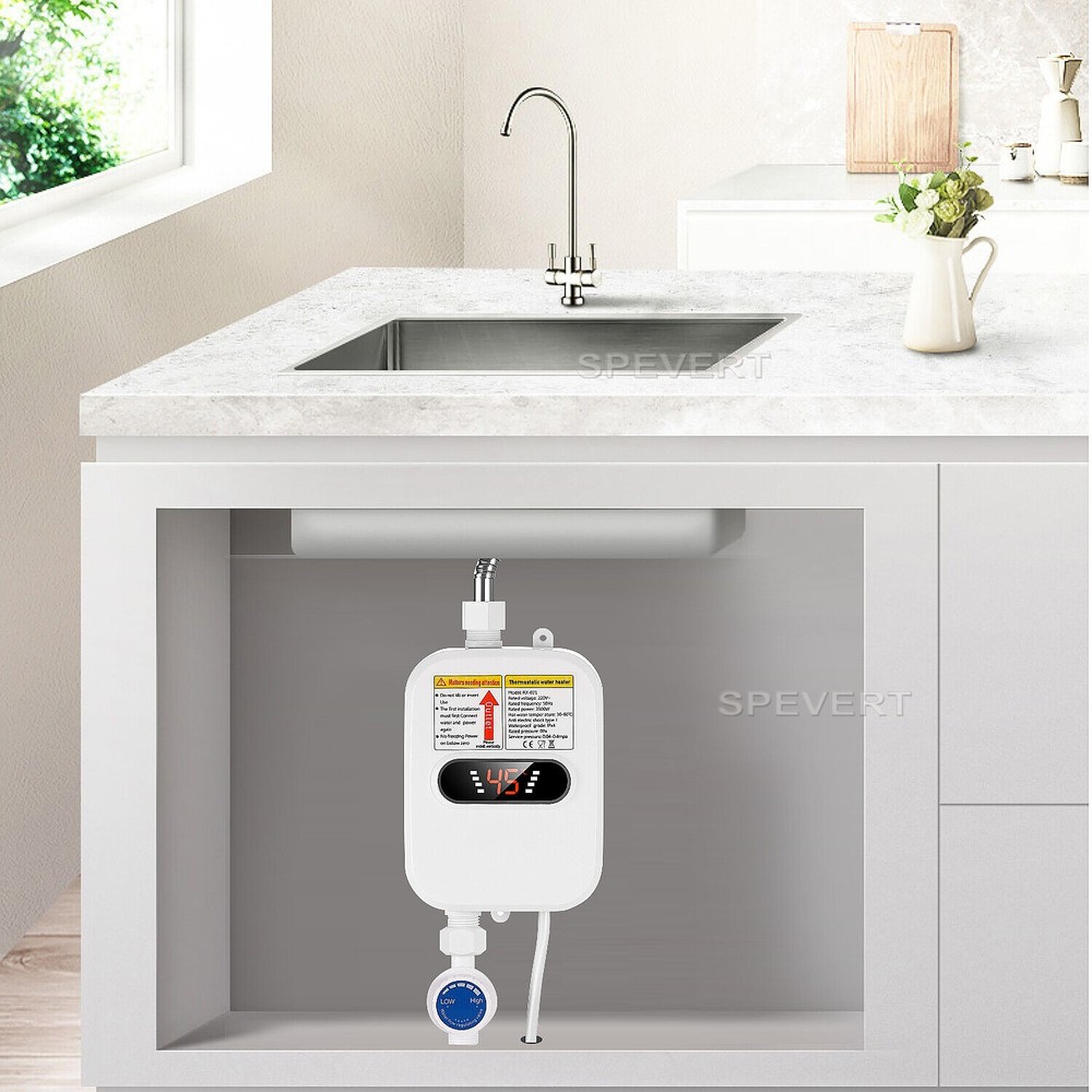 3500W Tankless Electric Instant Water Heater Tap Hot Shower for Bath Kitchen