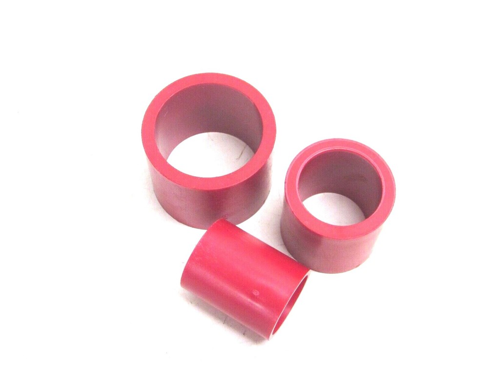 NEW! (2) RED PLASTIC ARBOR REDUCING BUSHING, 1", 3/4", 5/8"