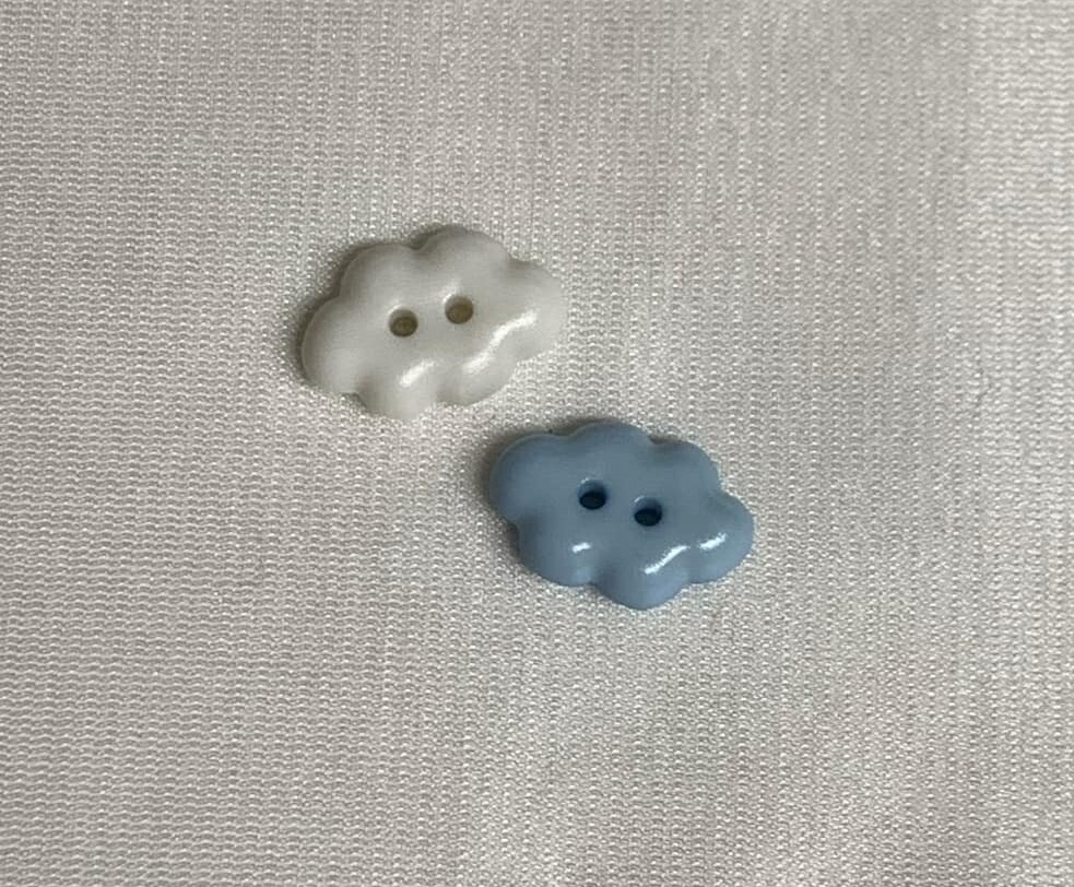 Cloud Plastic Button Set of 3 (Choose Blue or White)