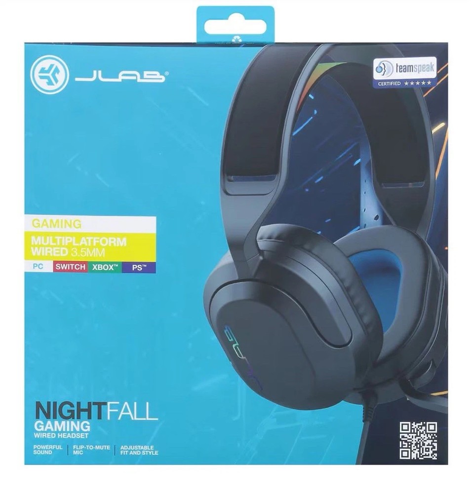 JLab Nightfall Over-Ear Wired Gaming Headset for PS/Mac/XBox/ Switch/Windows