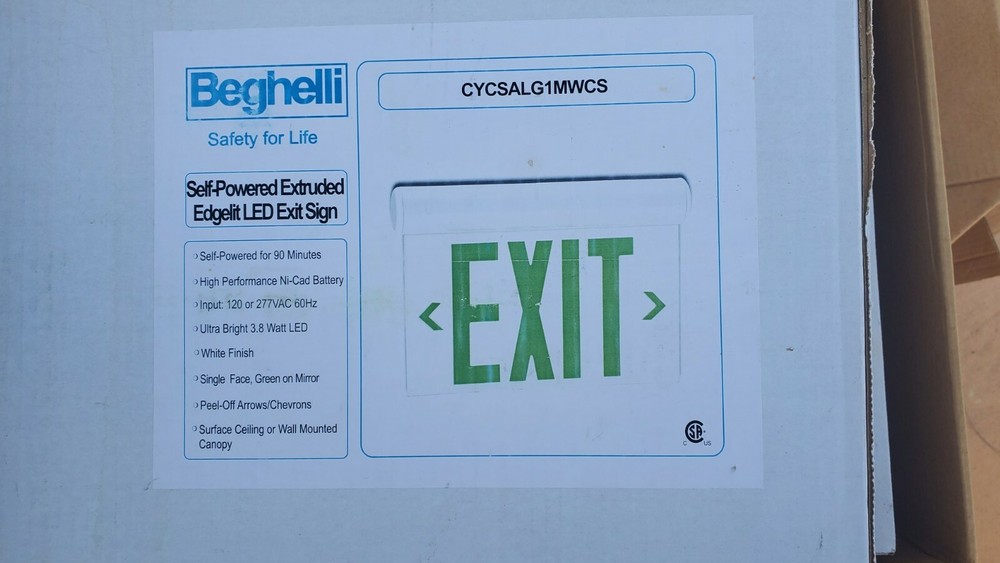 Beghelli OL2 Green EXIT Led Surface/Recessed/Mullion Mounted CYCSALG1MWCS