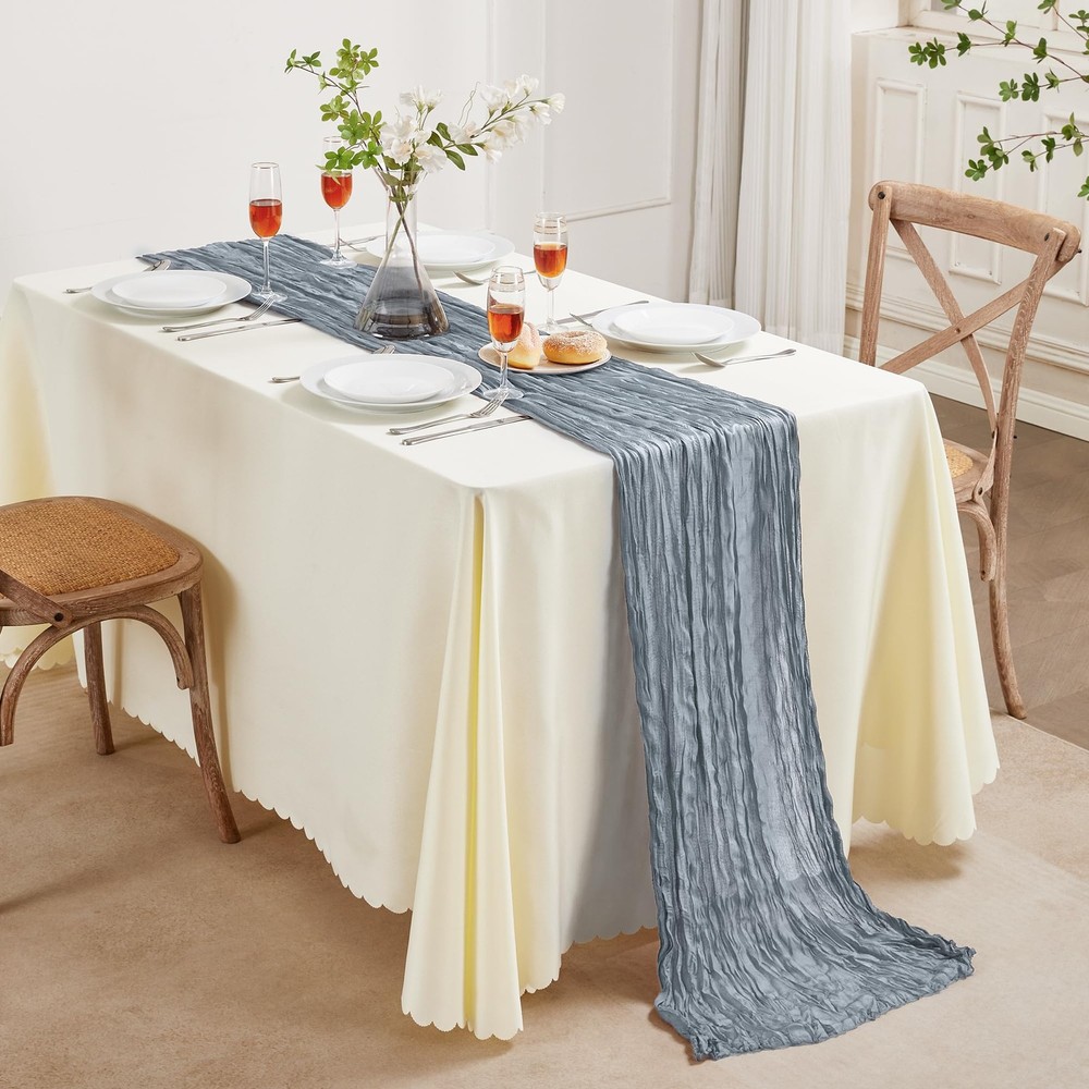 12 Pack Dusty Blue Cheesecloth Table Runner 10FT Long Boho Gauze Table Runner...