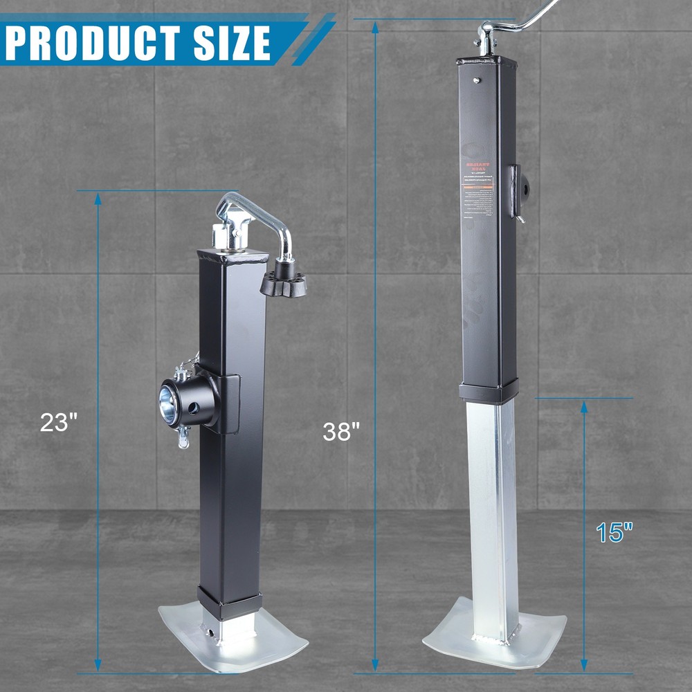 13" Adjustable Drop Leg 15" Lift 8000lbs Swivel Trailer Jack Tongue Pipe-mount