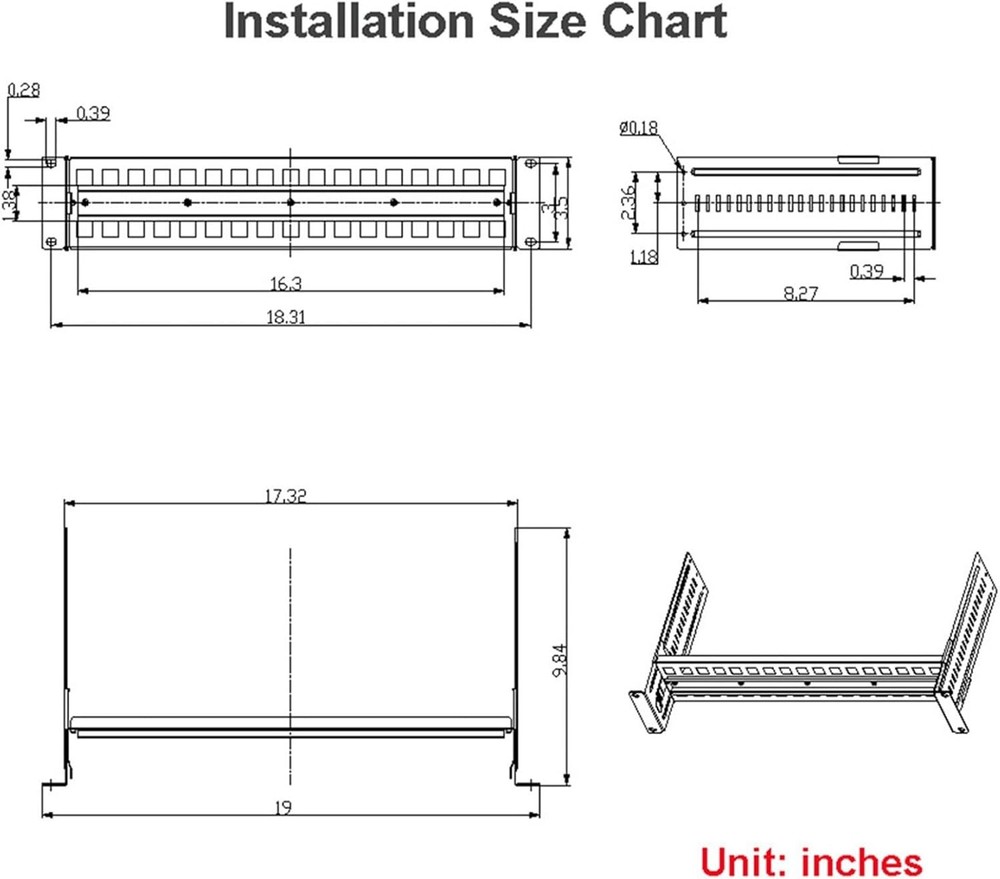 19 Inch Rack Mount DIN Rail Kit, Depth Adjustable Rackmount Din Rail Chassis
