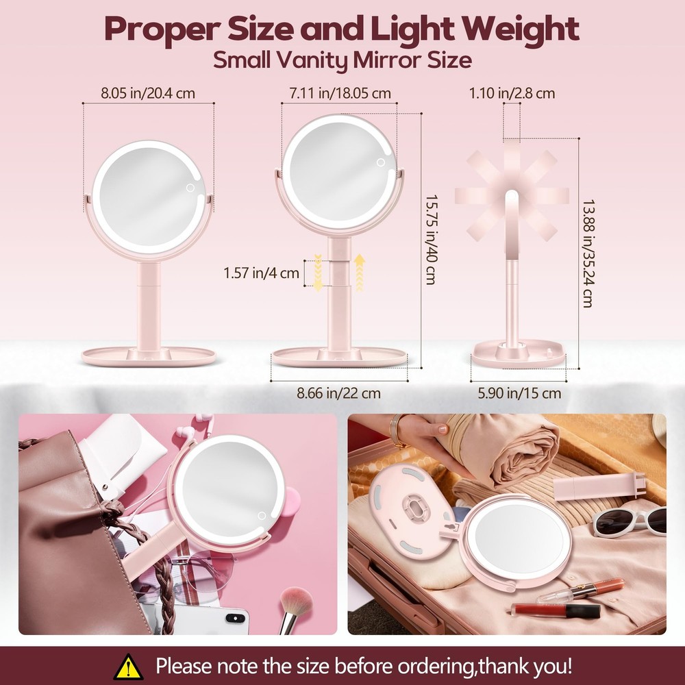 Makeup Mirror with Lights, 30X Magnifying, 64 LEDs - Adjustable Brightness
