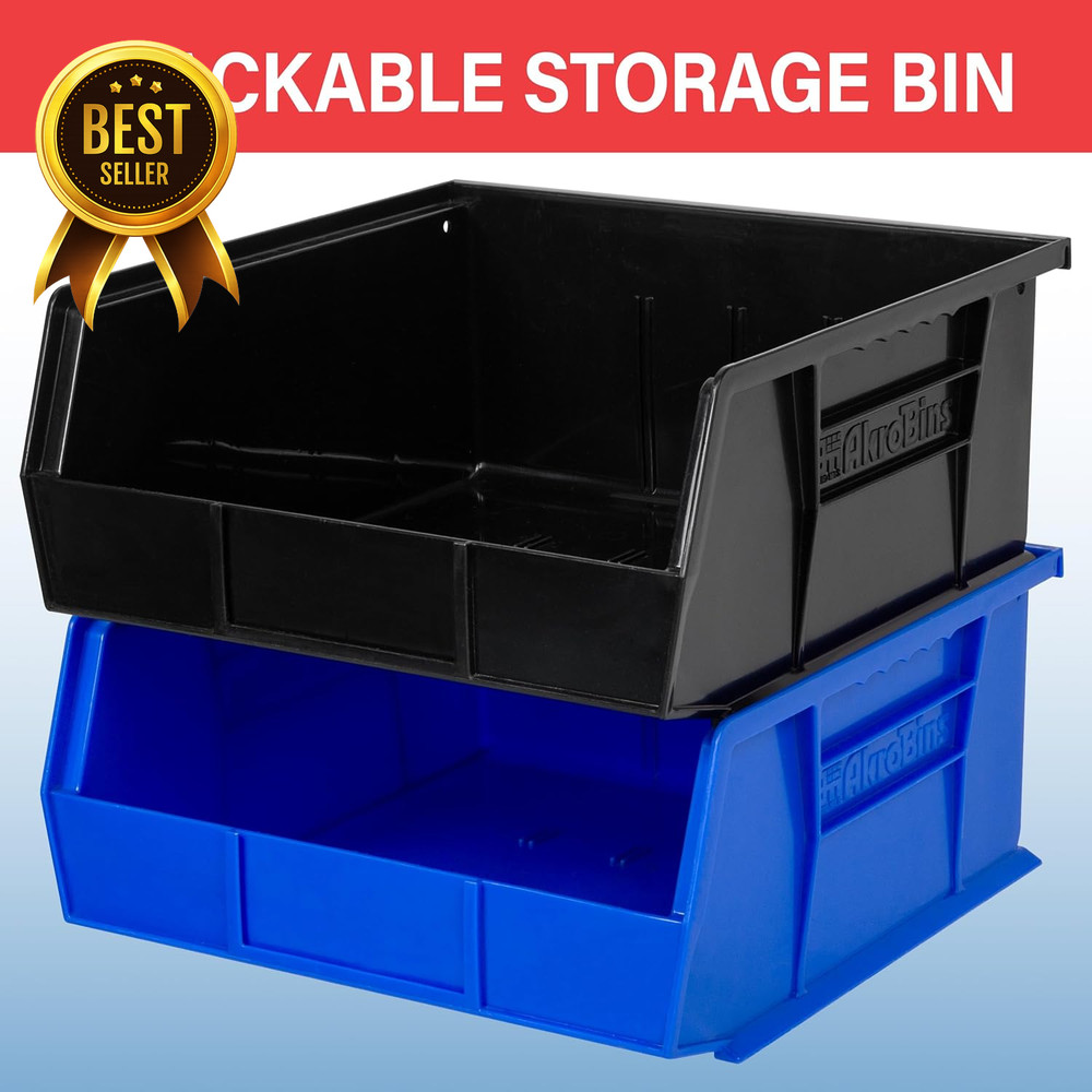 Stackable Plastic Storage Bins 6 Pack 11x11x5 Garage Pantry Organization Red