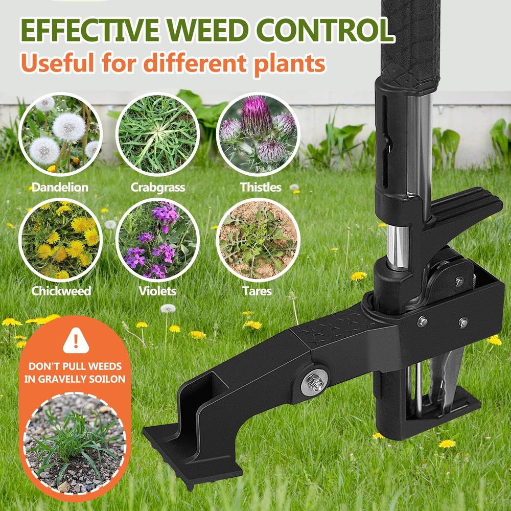 Weed Puller Tool, 4-Claw Stand Up Weed Puller Tool with Long Handle, Adjustab...