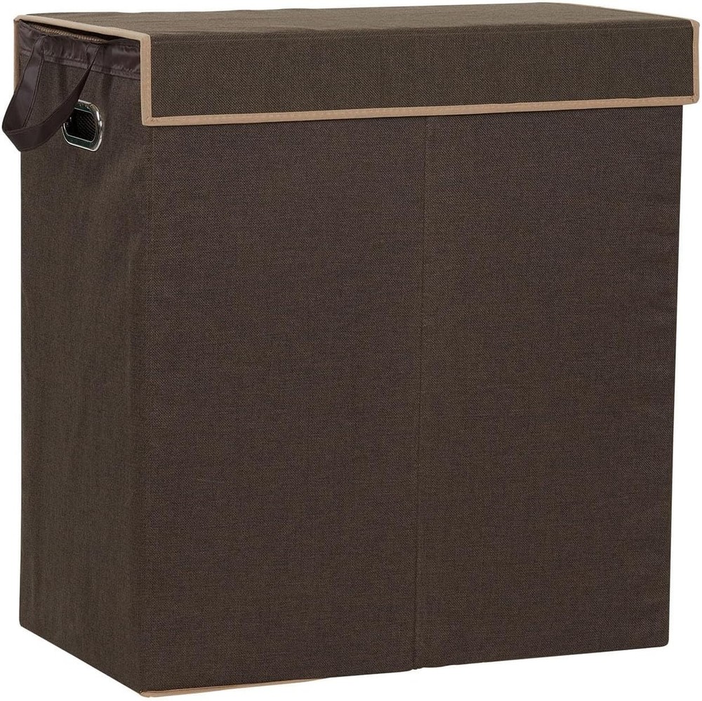 Double Laundry Hamper with Lid, Two Compartments for Easy Sorting with Remova...