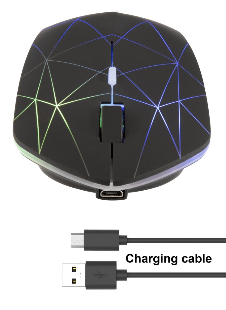 Rechargeable Wireless Mouse - Backlit Adjustable DPI USB Receiver for PC & Mac