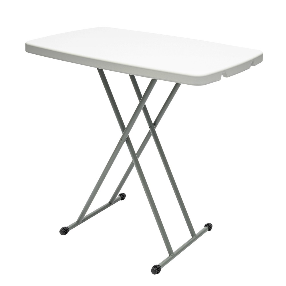 77*50cm Folding Table White Rectangular Table Adjustable Height Portable Home