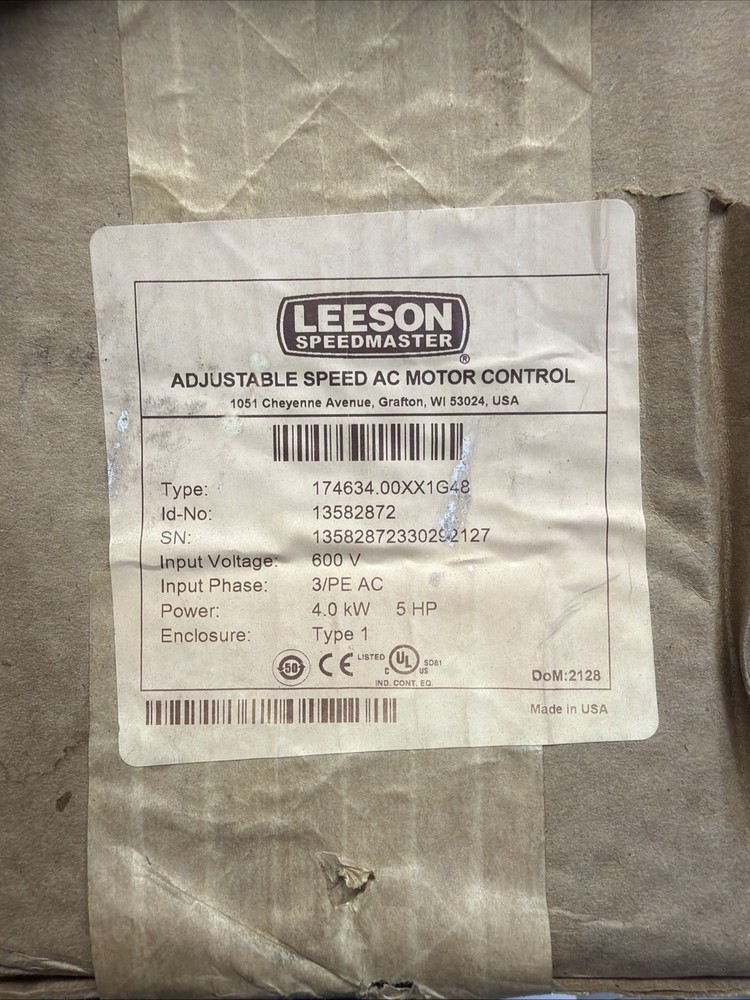 Leeson Speedmaster Adjustable Speed AC Motor Control 174634