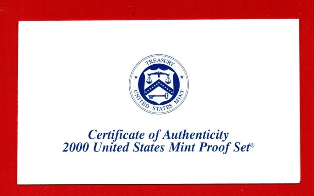 2000 Clad Proof Set U.S. Mint Original Government Packaging OGP COA