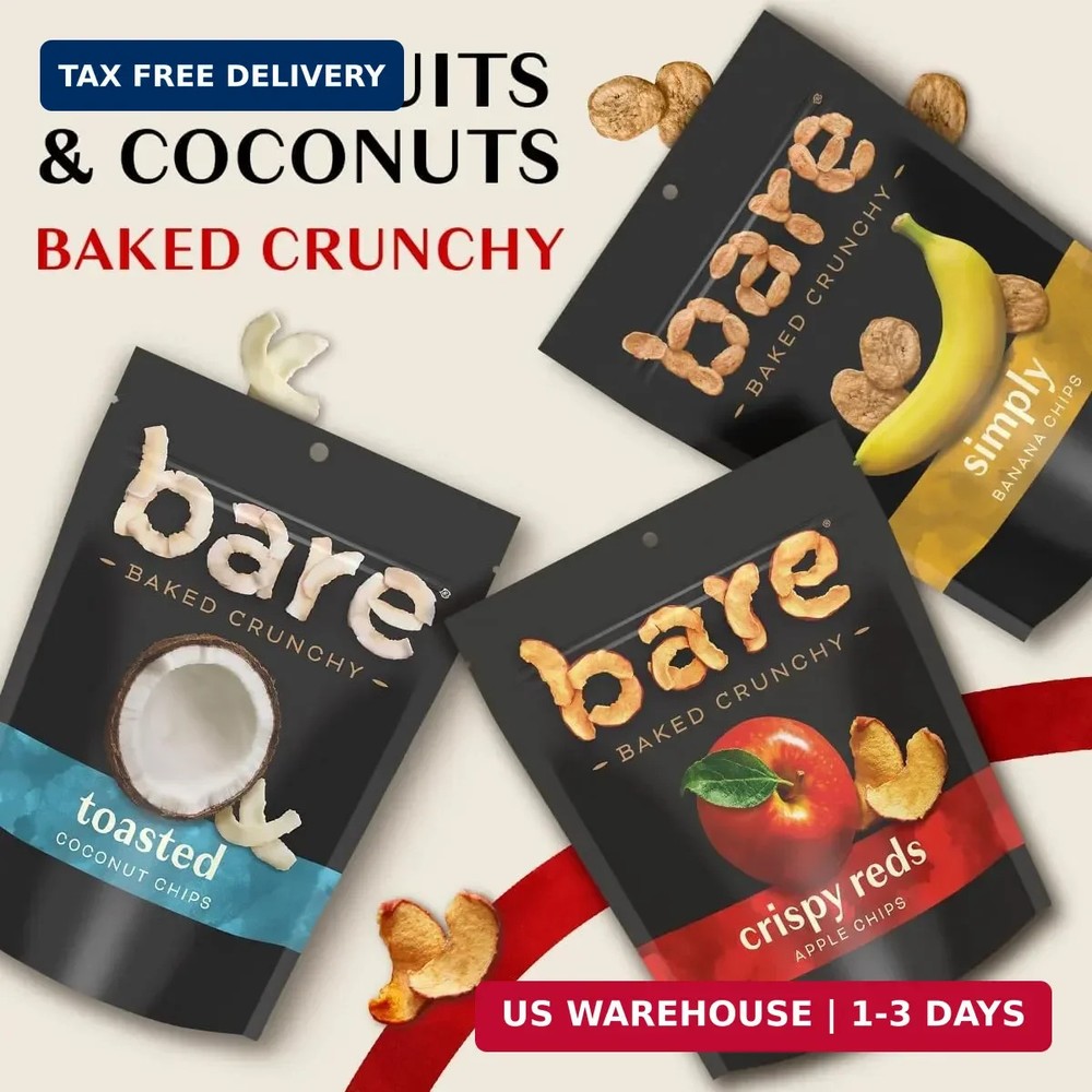 bare Baked Crunchy Apple Chips, Fujis & Reds, 3.4oz Bag