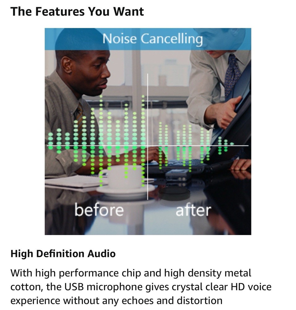 USB Omnidirectional Conference Microphone Plug & Play Upgraded