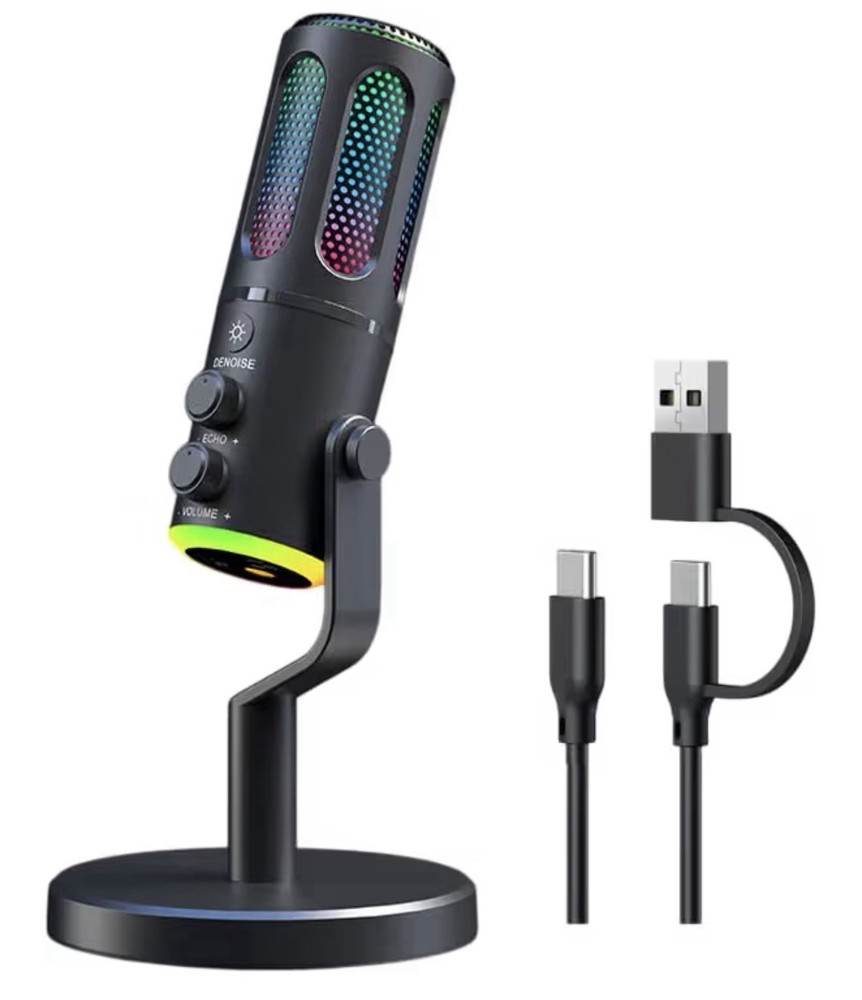 USB Desktop Streaming Microphone. RGB Lights. Echo Control For Gaming/Streaming