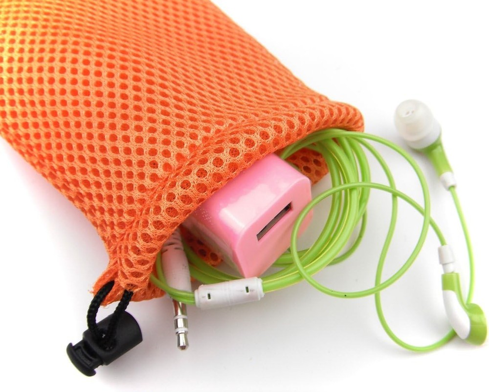 6pcs Nylon Mesh Drawstring Bag Pouches for Mini Stuff Cellphone Mixed Clor