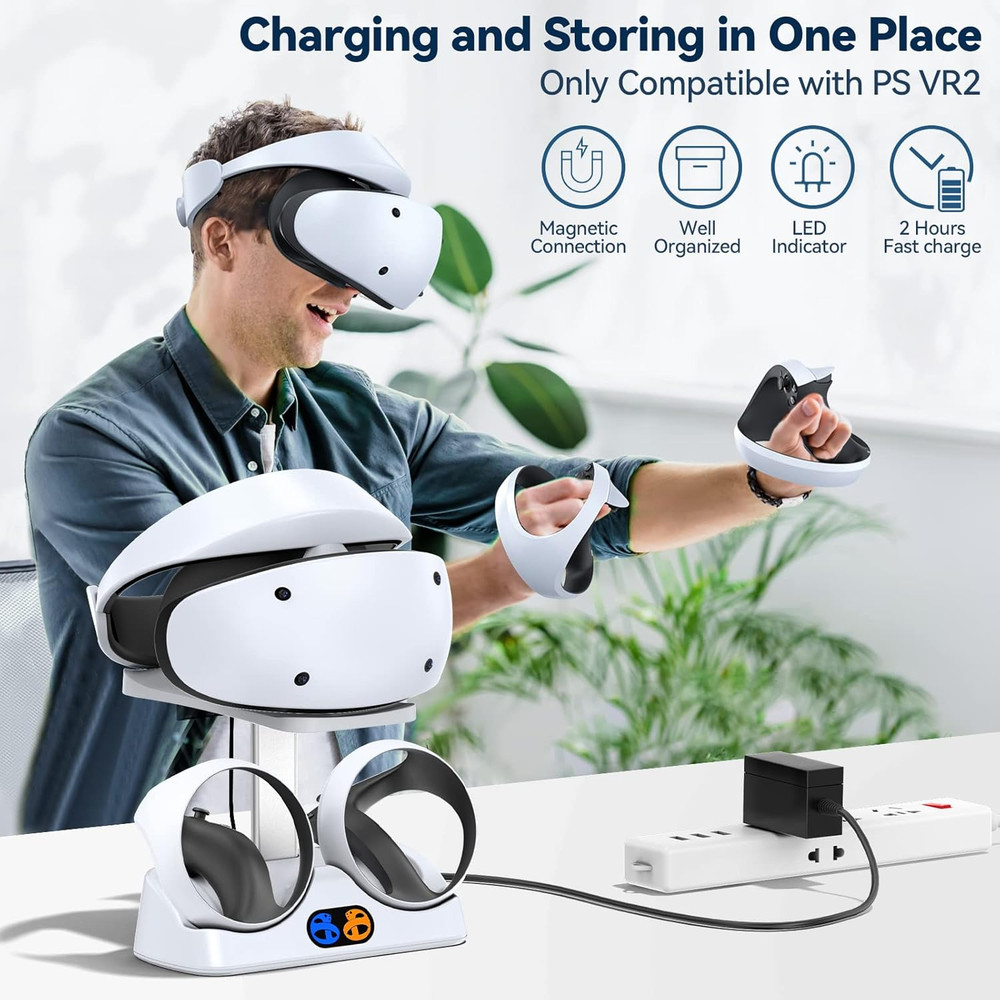 Controller Charging Dock for PS5 VR2 PSVR 2 Charging Station with VR Headset...