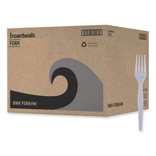 Boardwalk Heavyweight Polystyrene Cutlery, Fork, Plastic, White, 1,000/CT